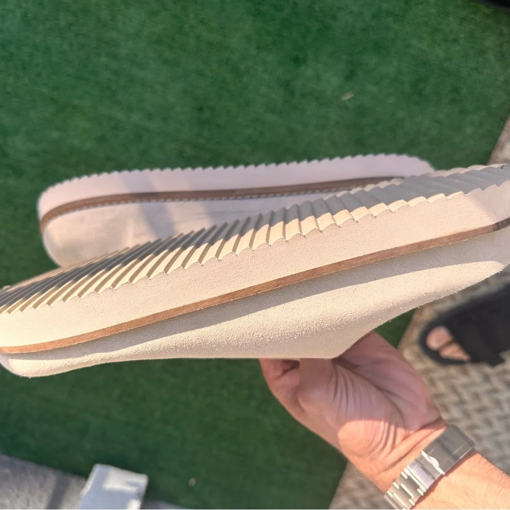 Zara Beige Suede Slip-On Sandals